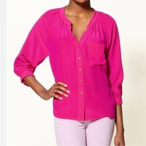 Anthropologie Greylin Silk Pink Button-Up Blouse